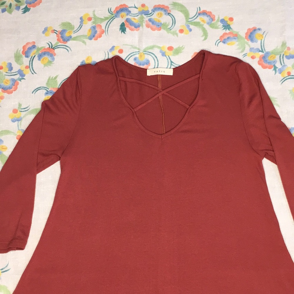 Orangish brown - Criss crossed mini swing dress